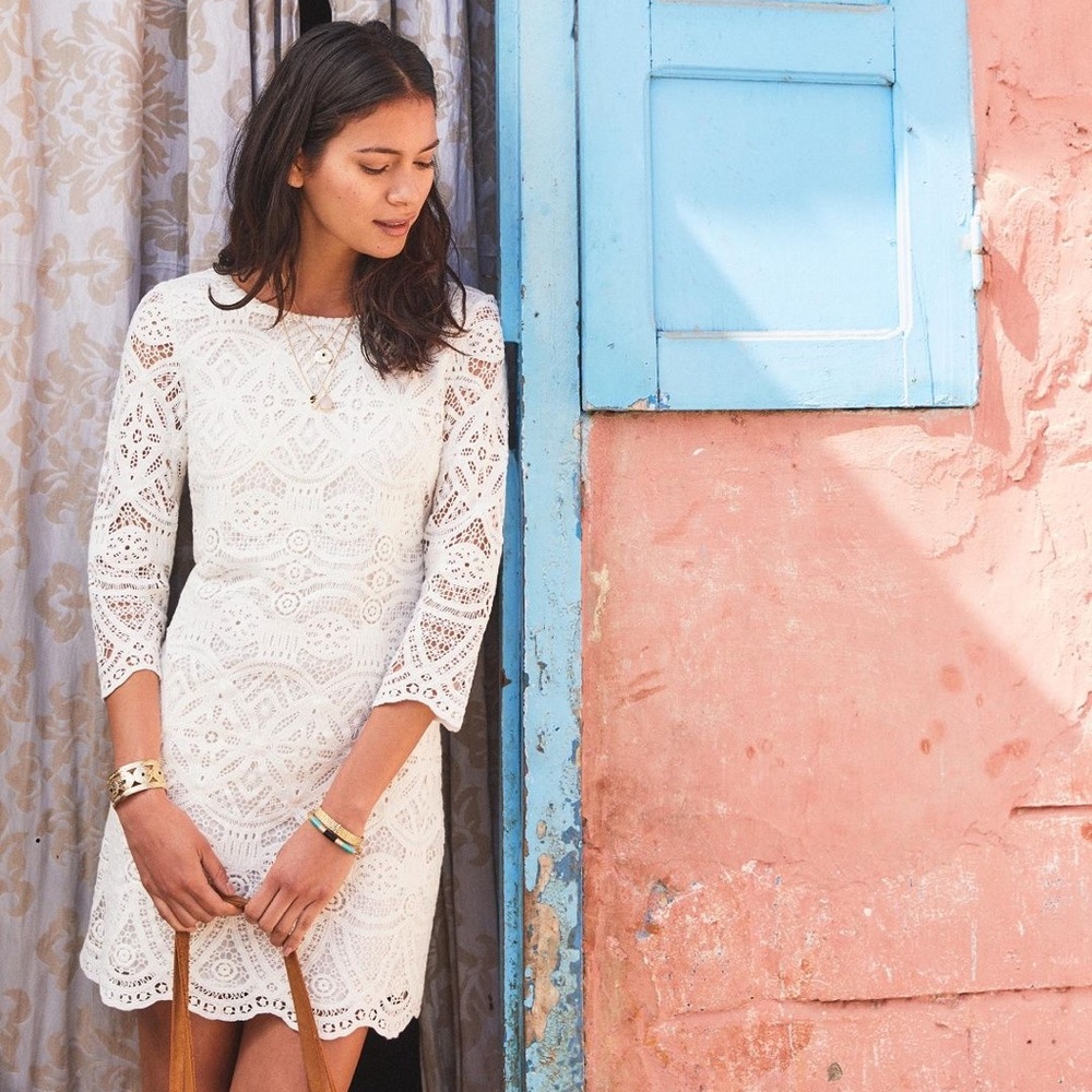 Sezane White Crochet Mini Dress